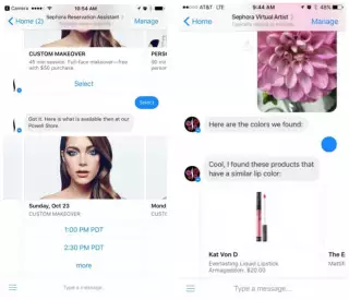 Чатбот Sephora в Messenger